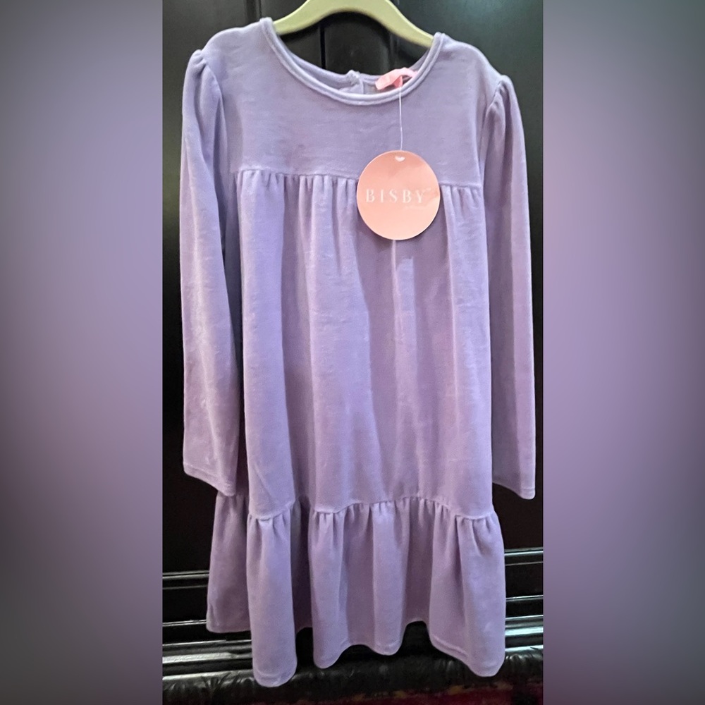 NWT Bisby Kids Lisle Dress in Lilac Velour Size 8 NWT